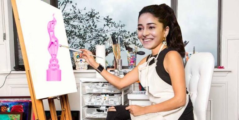 Ananya Panday paints the Filmfare trophy pink to match her cupboard colour
