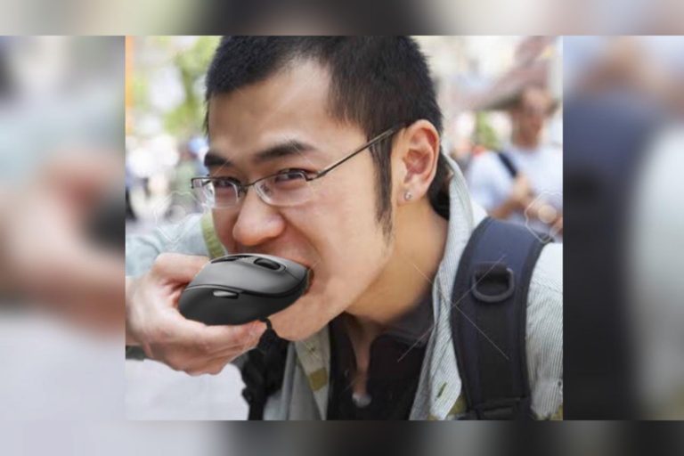 Chinese Man eats Computer Mouse during Lockdown