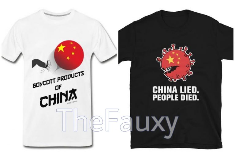 China Manufactures #BoycottChina T-shirts and banners anticipating the Boycott China campaign