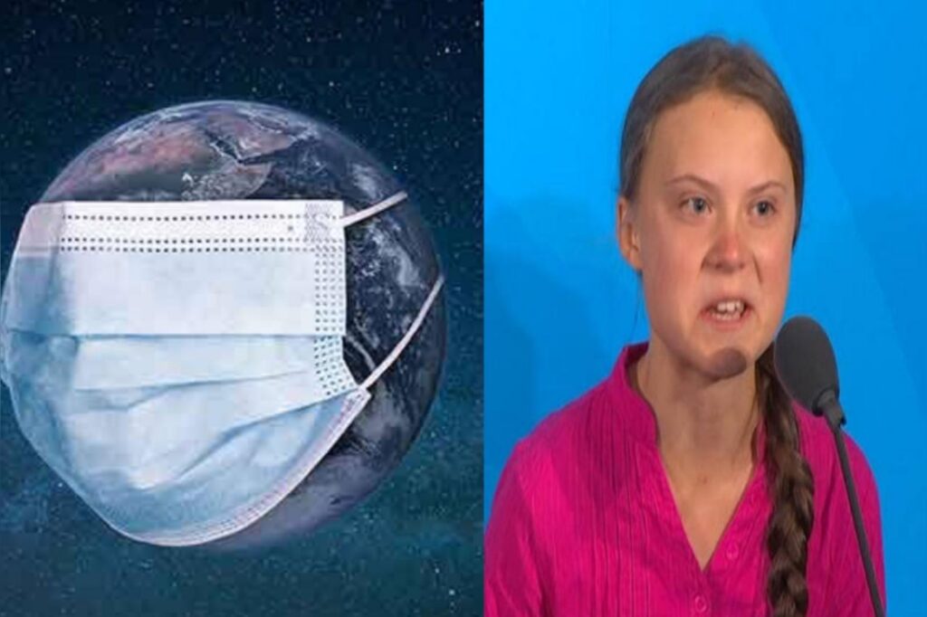 Real Environmentalists Make Big Mask To Cover Earth After Greta Thunberg Demands Repeal Of Anti-Pollution Farm Laws