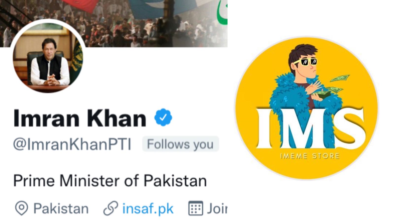 Seeing iMemeStore Distributing Money On Twitter, Pakistan PM Imran Khan Follows the Account