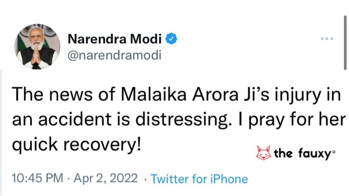 PM Modi wishes Malaika Arora after Accident