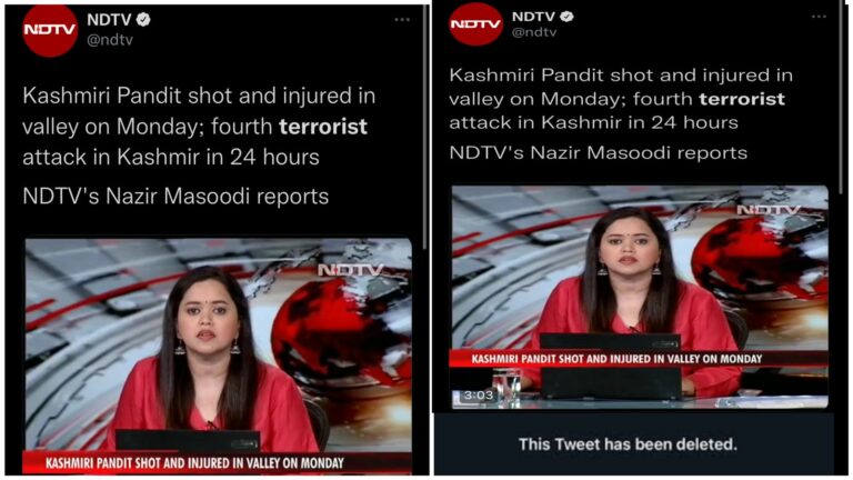 NDTV Deletes Tweet after calling a terrorist terrorist