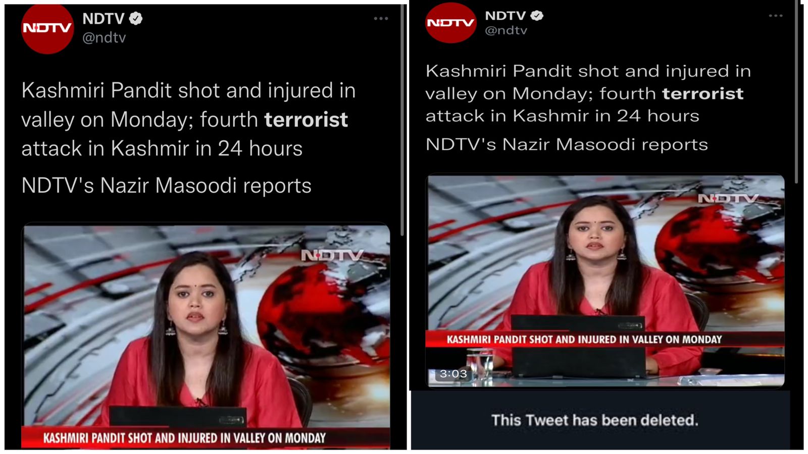 NDTV Deletes Tweet After Mistakenly Calling A Terrorist, Terrorist