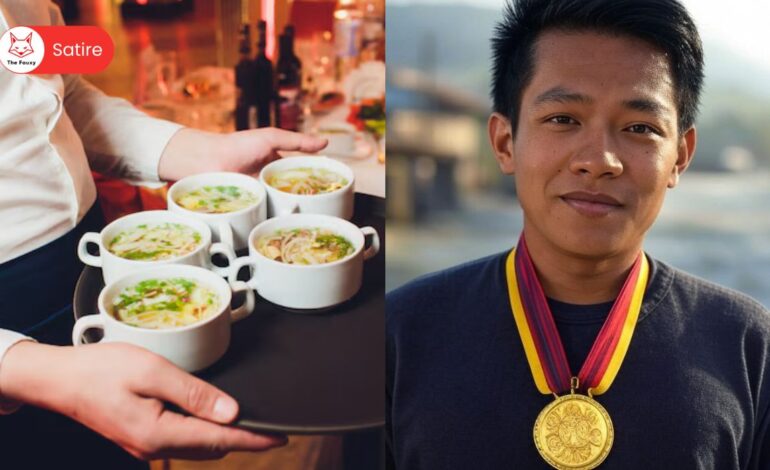 Waiter serving soups in 2/3, 3/4 portions everyday, wins gold medal in Math Olympiad