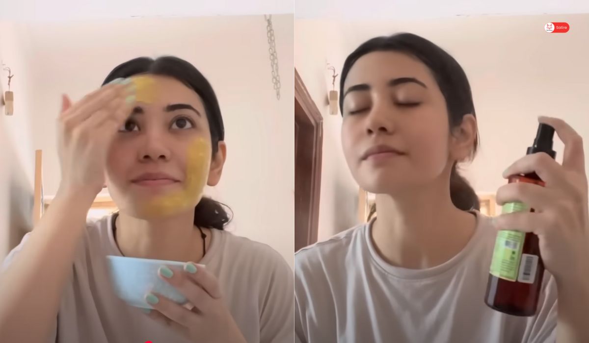 Girl spends so long on her nighttime skincare routine that morning arrives before she finishes