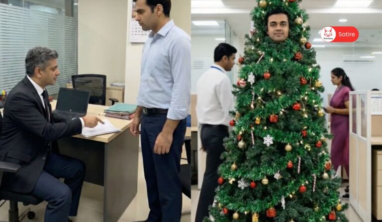 Unable to Find a Christmas Tree, Man Becomes One, Stands for 8 Hours to Impress His Boss